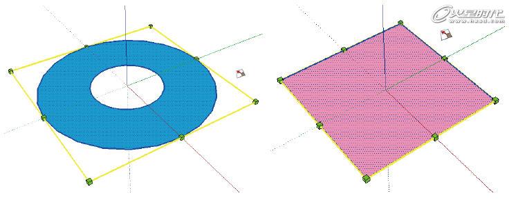 图36 ［缩放］工具在二维对象上的控制点