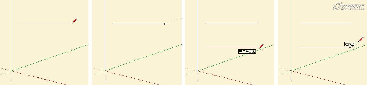 图8 绘制不平行于轴向线段的平行线