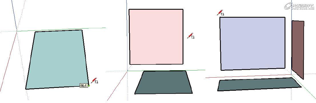 图18 通过坐标轴观察角度与创建矩形的朝向